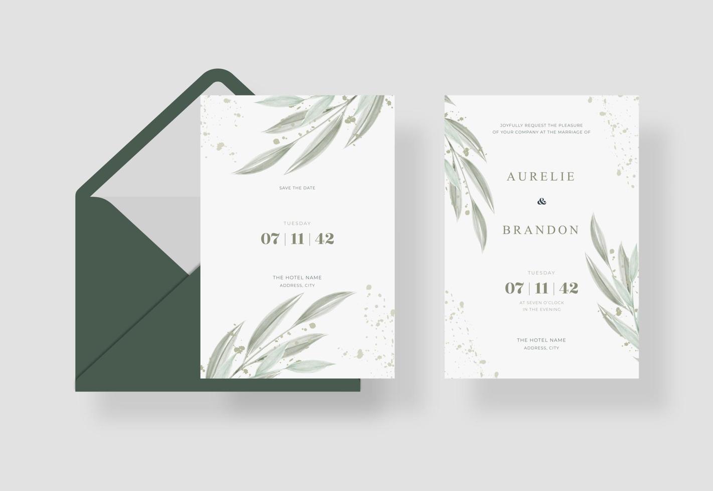 Simple and minimalist wedding card template vector