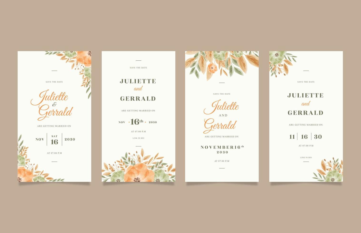 Beautiful digital wedding invitation for mobile phone vector