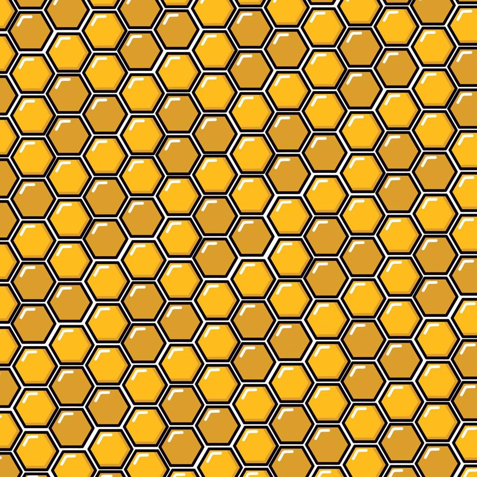 Pattern with honeycombs. Cartoon doodle yellow vector illustration. Perfect background for beekeepers, honey with text sweet natural honey