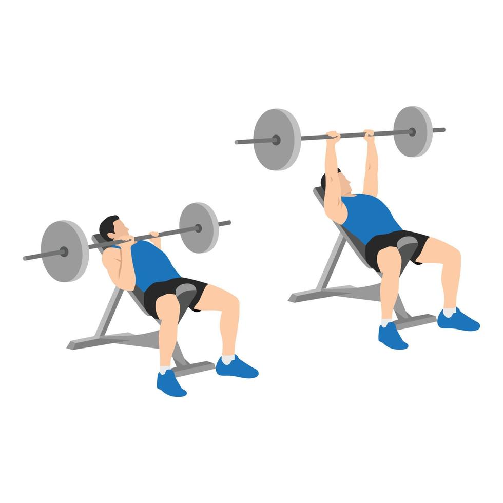 Incline close-grip bench press illustration