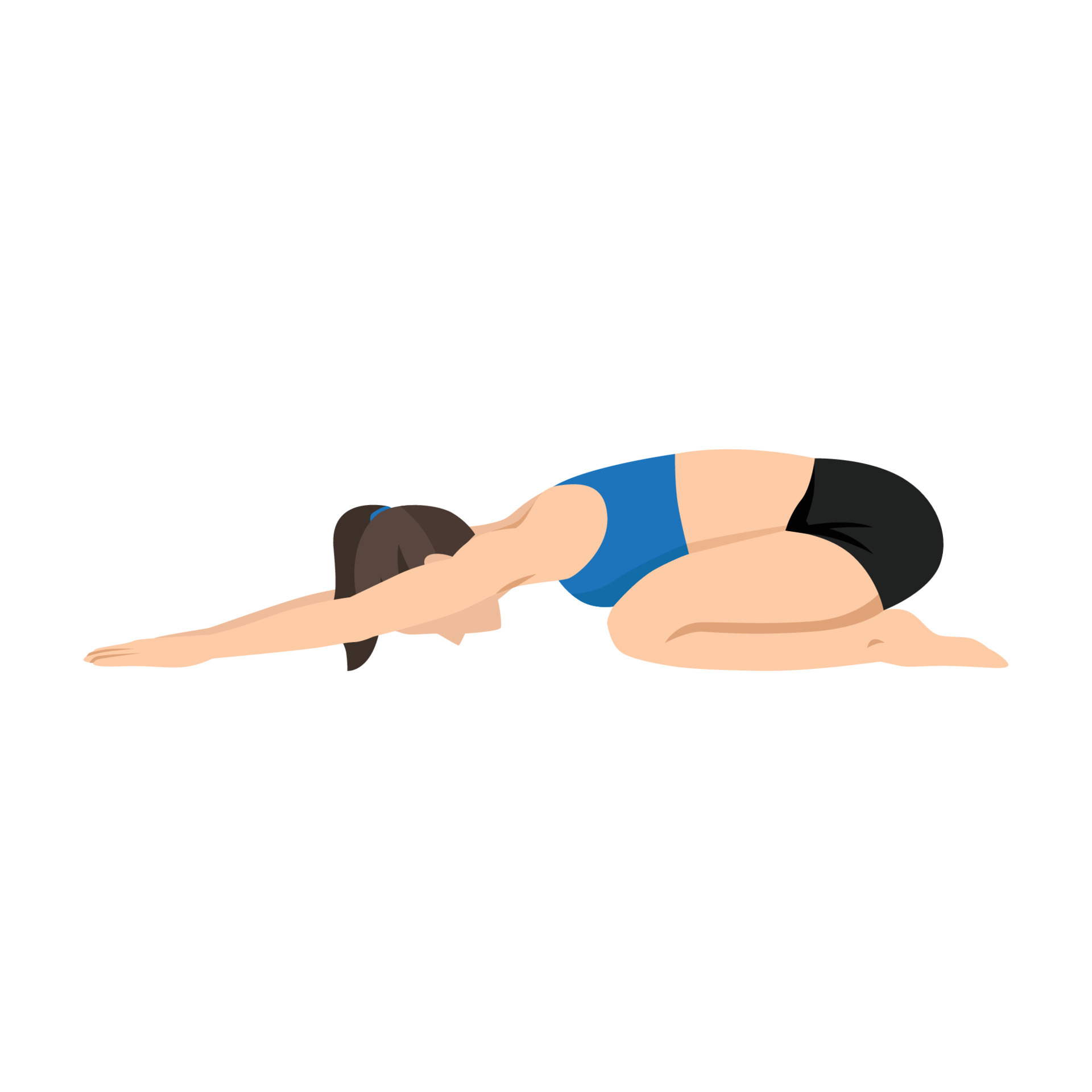 Woman doing Child's pose stretch exercise. 5178339 Vector Art at Vecteezy