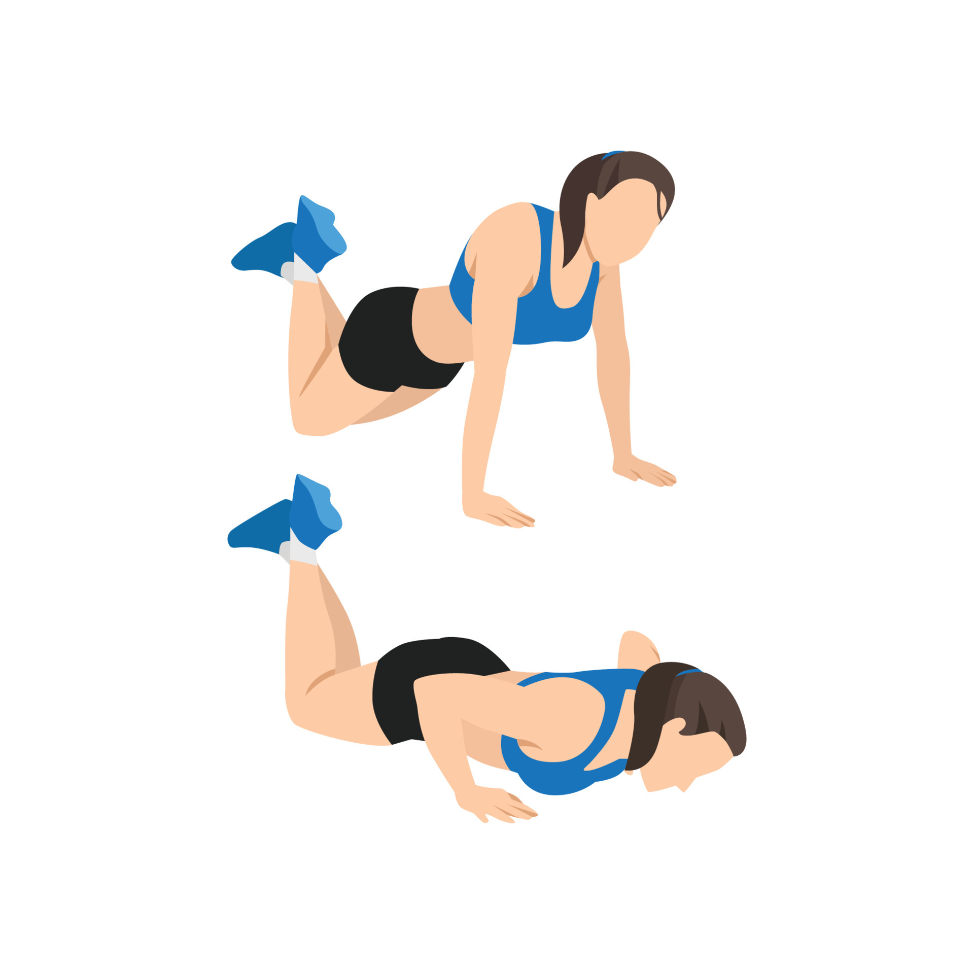 Woman doing Modified knee push ups exercise. Flat vector illustration  isolated on white background. Workout character 5178340 Vector Art at  Vecteezy