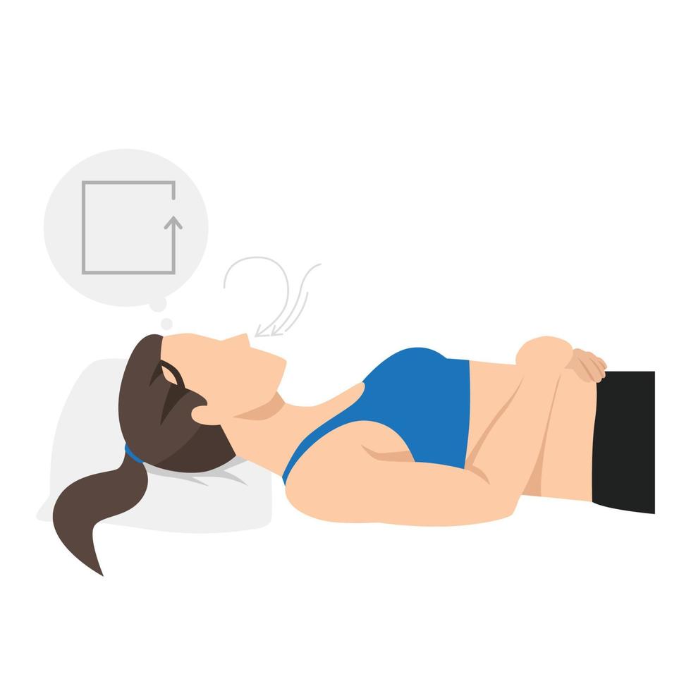 Woman doing Box Breath stretch exercise vector