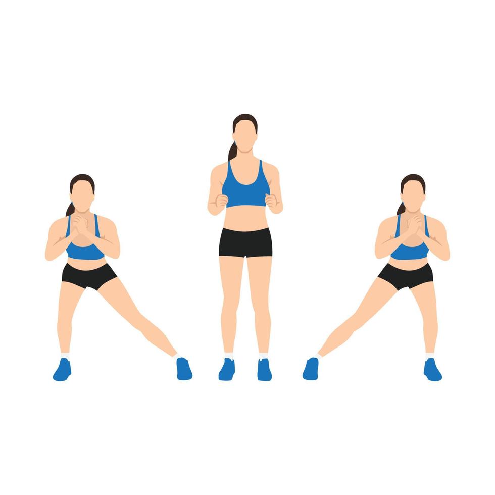 Woman doing Alternating side lunge exercise. vector