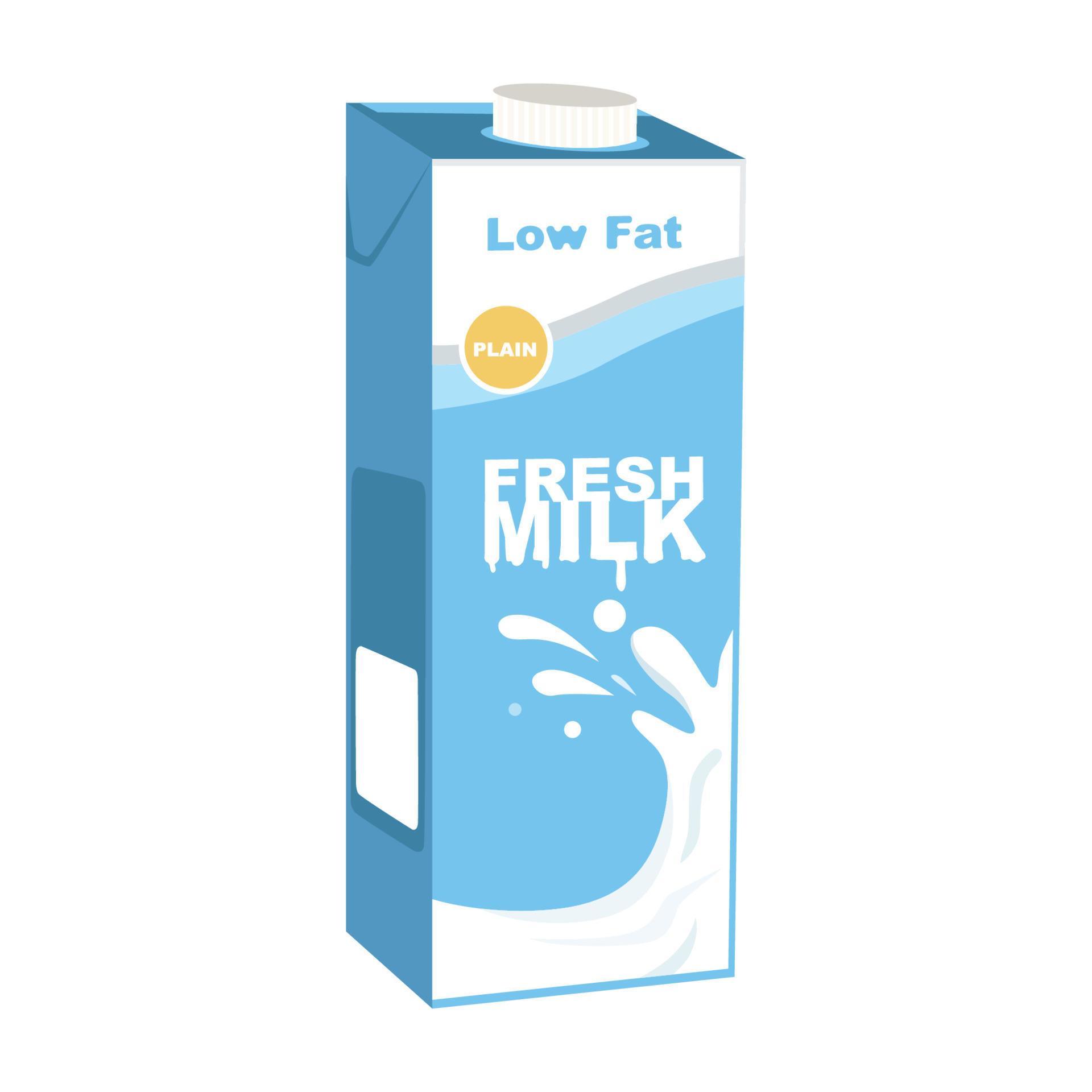 Fresh low fat plain milk isolated on white background. Flat illustration graphic icon 5178358