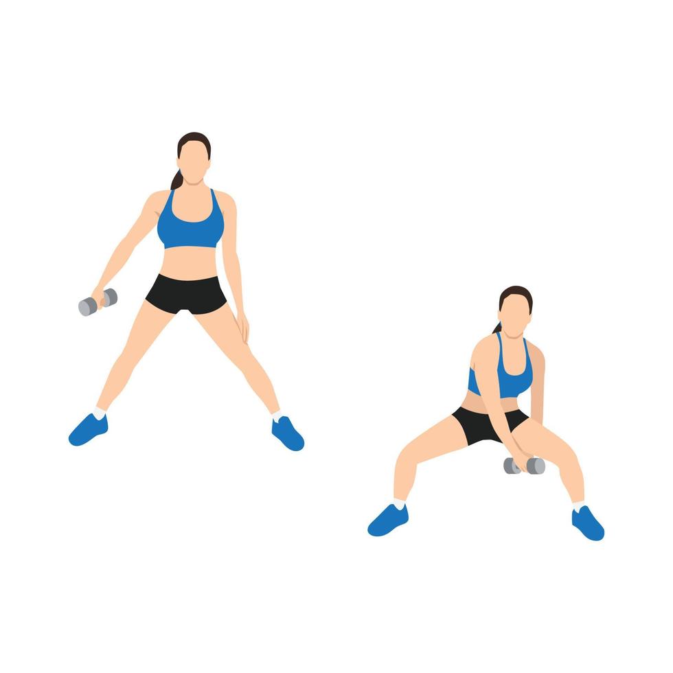 Woman doing Figure 8 squat exercise. vector
