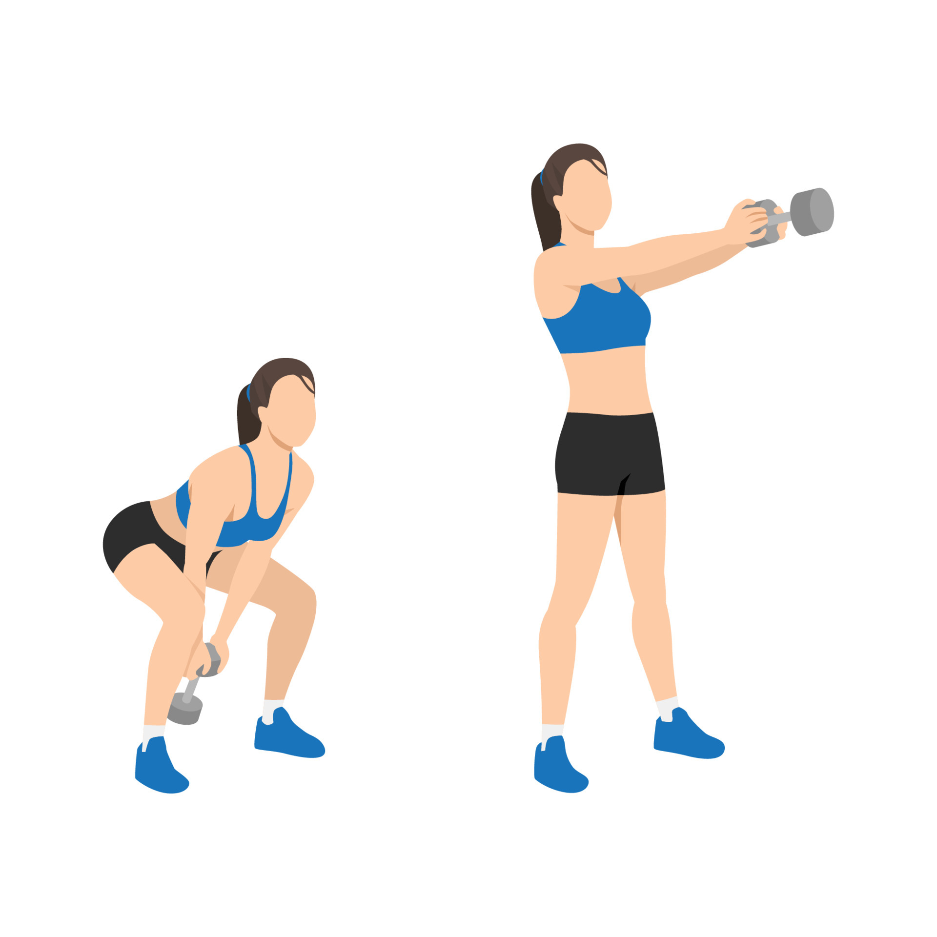 Woman doing Dumbbell swing exercise. 5178372 Vector Art at Vecteezy