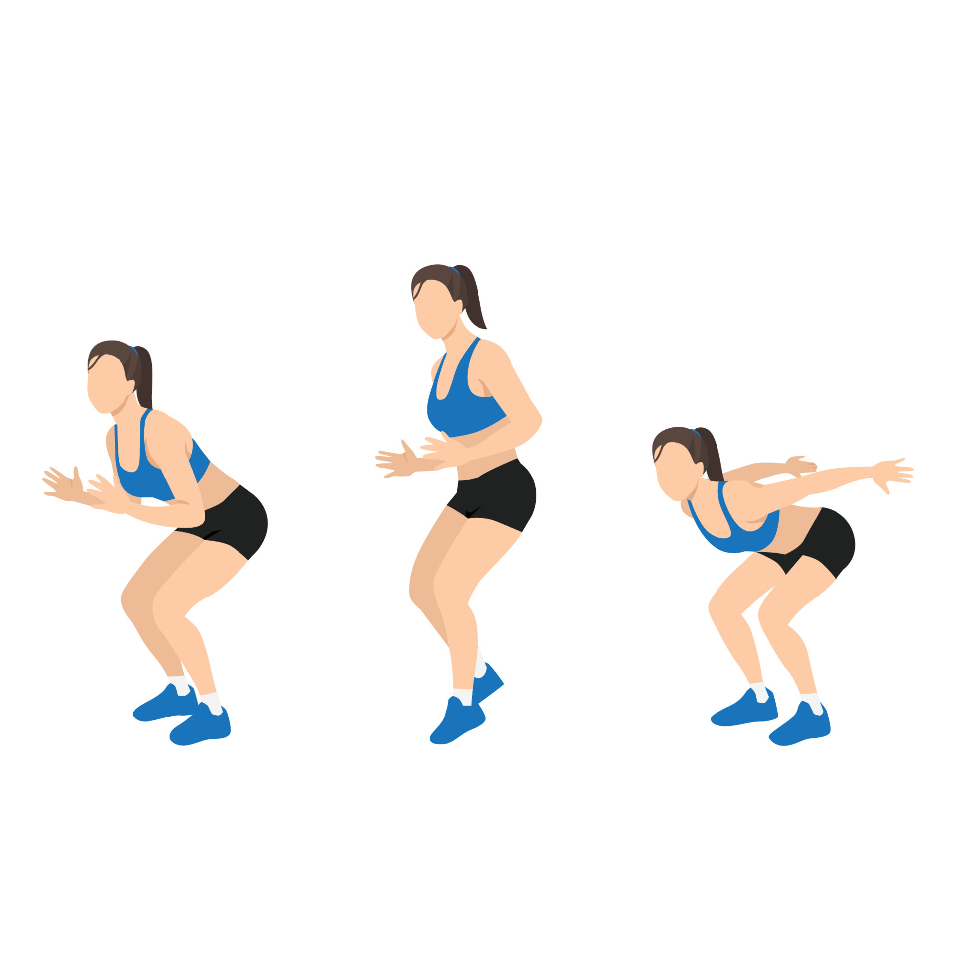 Woman doing Forward jump shuffle back exercise. 5178374 Vector Art at