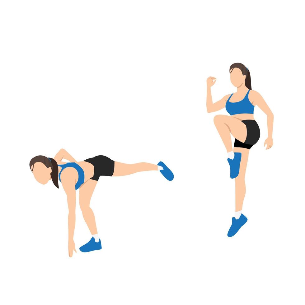 Woman doing Touch and hop  exercise. vector