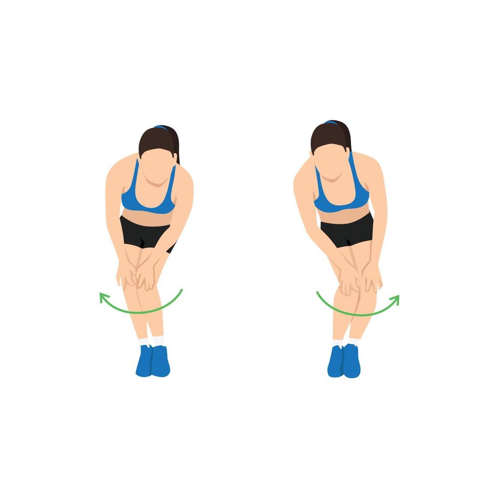 Woman doing Knee circles exercise. vector