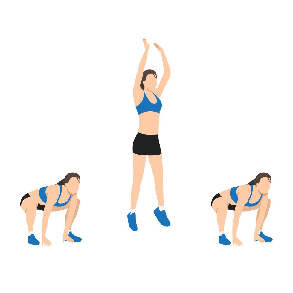 Woman doing Frog jumps exercise. vector