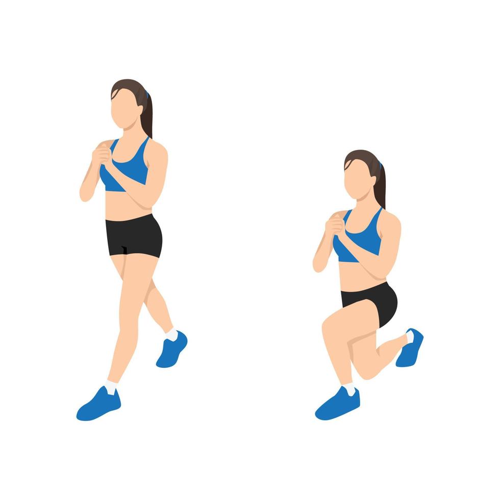 Woman doing Split squat exercise. vector