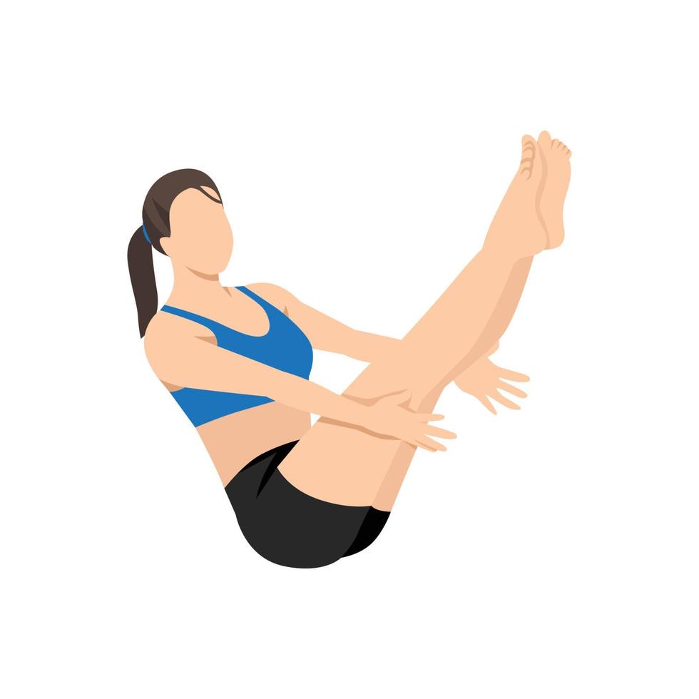 Woman doing Boat pose or Paripurna navasana exercise. vector