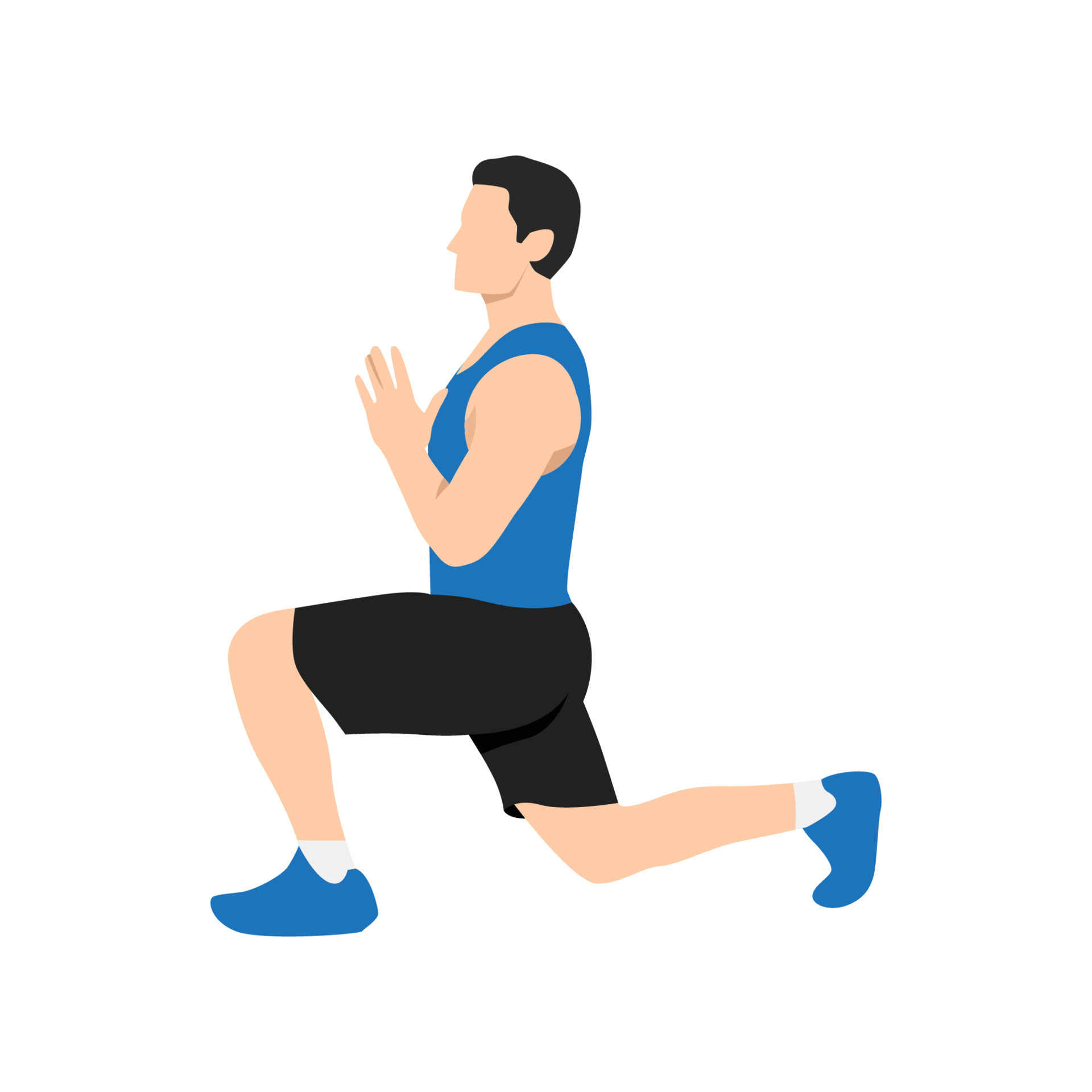 Man doing Anjaneyasana or low lunge yoga pose,vector illustration in ...