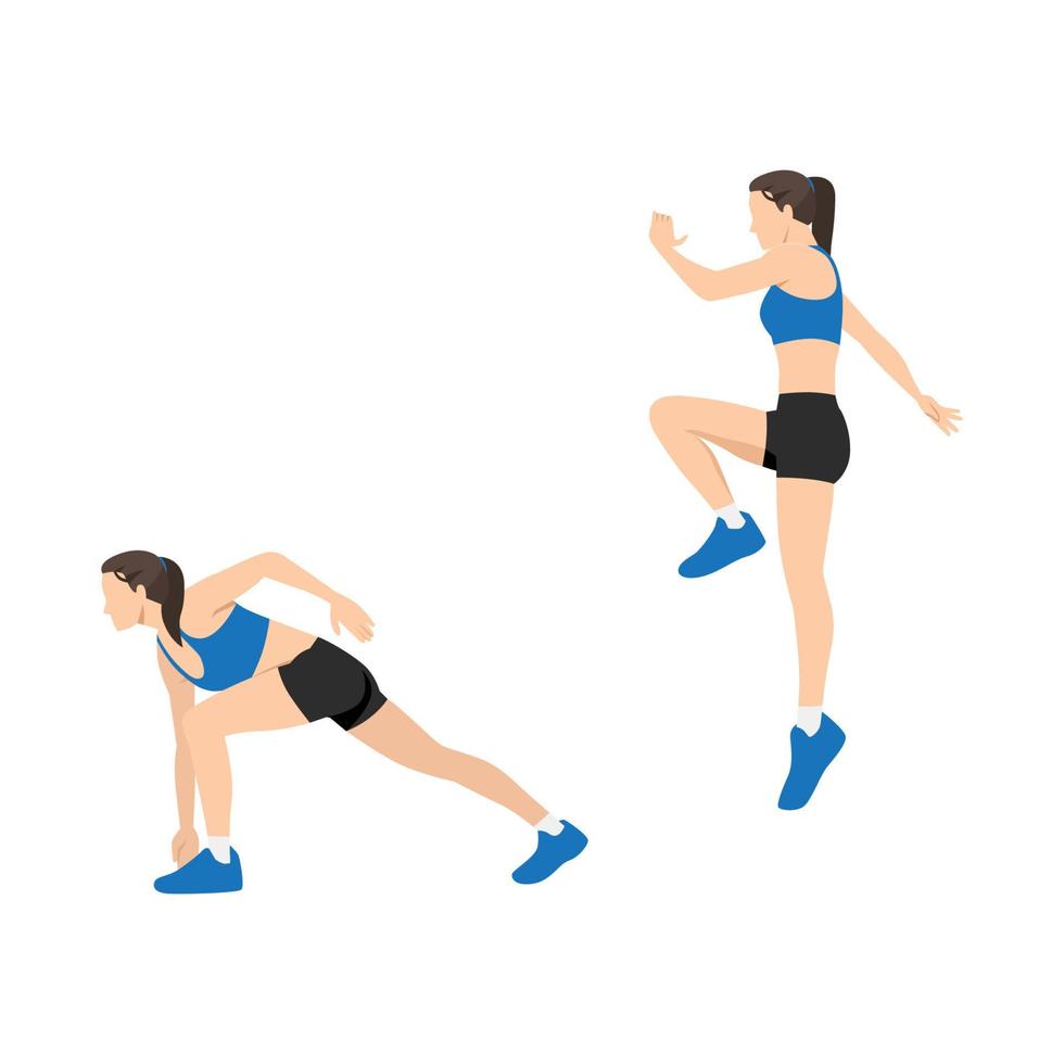 Woman doing Jump start exercise. vector