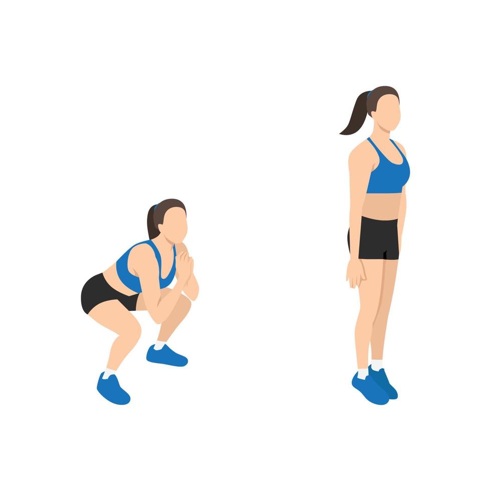 Woman doing Squat jacks exercise. vector