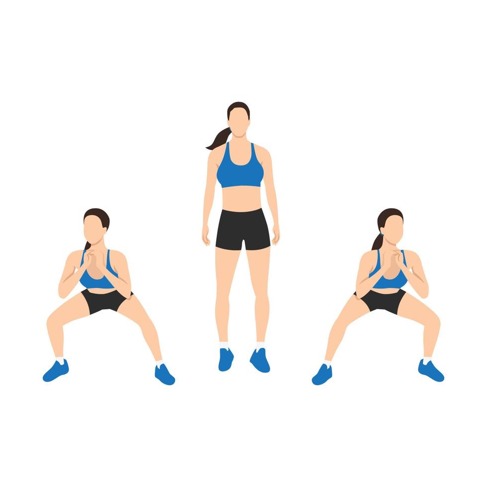 Woman doing Side to side squats exercise vector