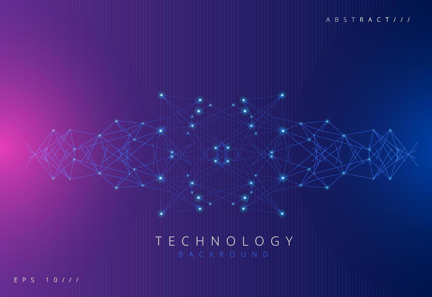 Abstract futuristic - Molecules technology with polygonal shapes on dark blue background vector