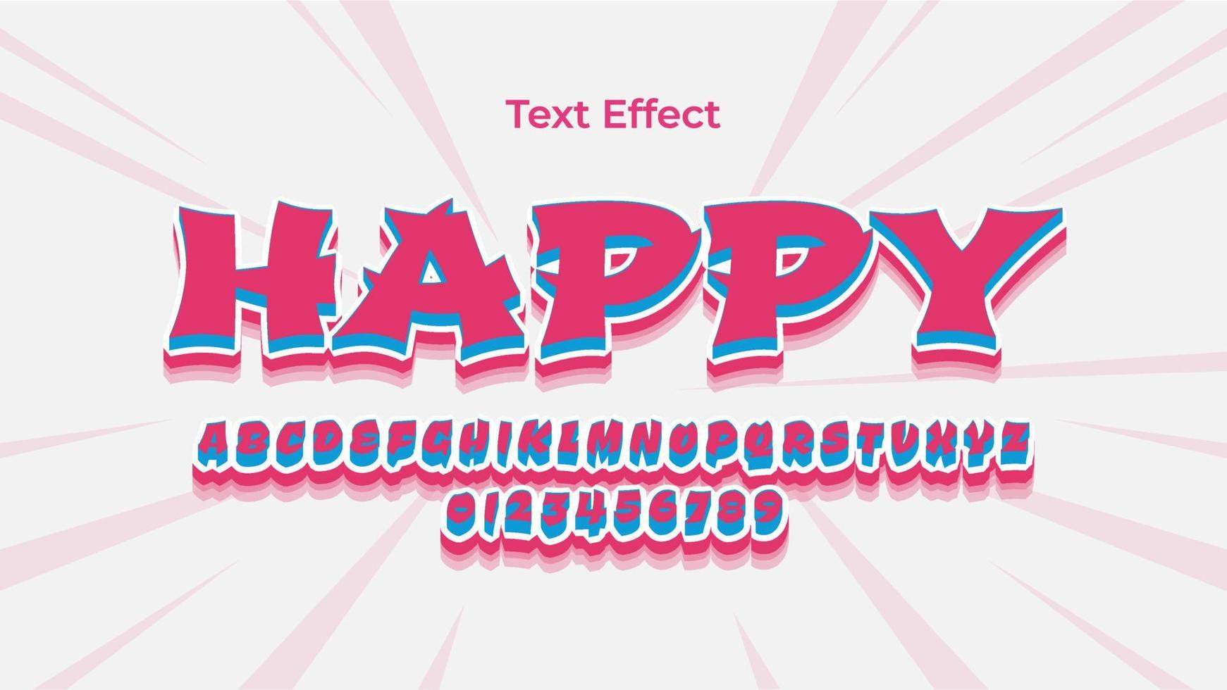 efecto de texto feliz con color blanco rosa simple vector