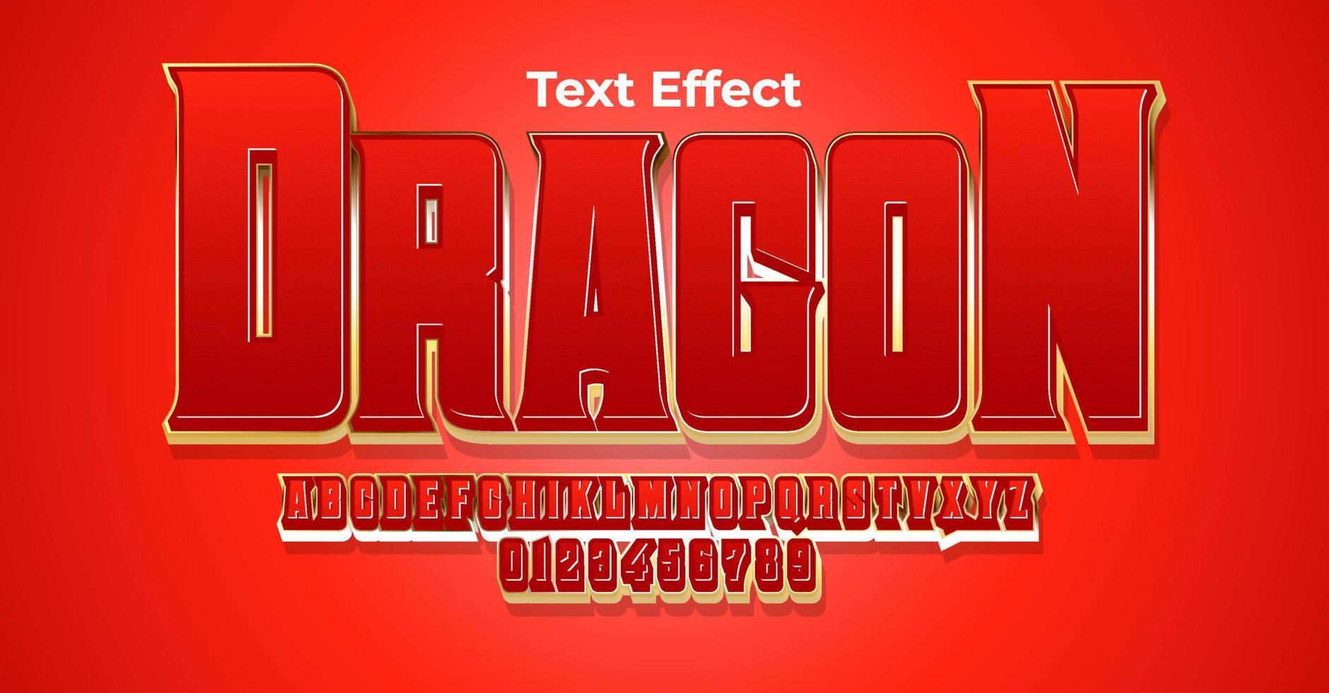 text effect dragon with color red gold vector