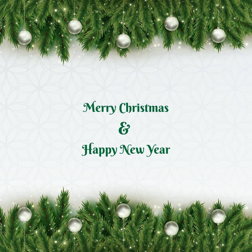 Feliz navidad y próspero año nuevo. diseño navideño de fondo de cono de pino marrón, con caja de regalos realista, rama de pino y confeti dorado brillante. cartel de navidad, tarjetas de felicitación, encabezados, sitio web vector