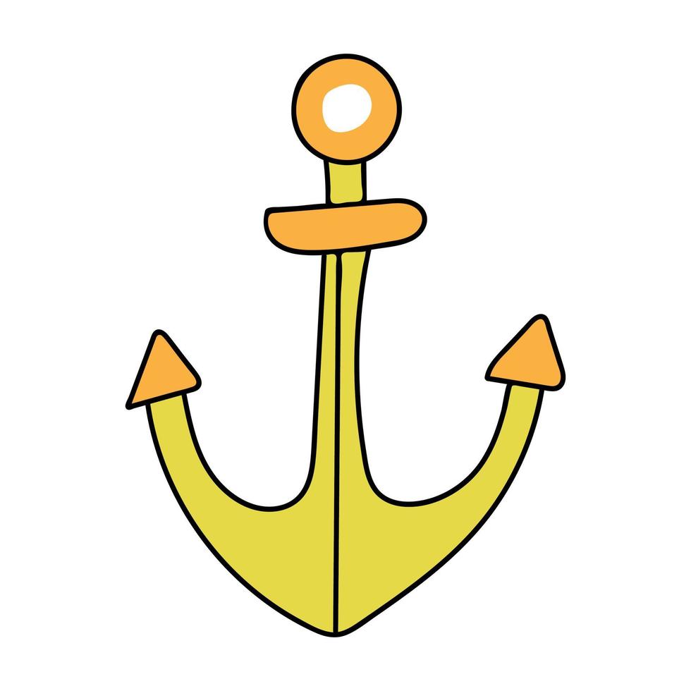 yellow anchor of doodles in abstract style.Vector illustration drawn by hand. vector