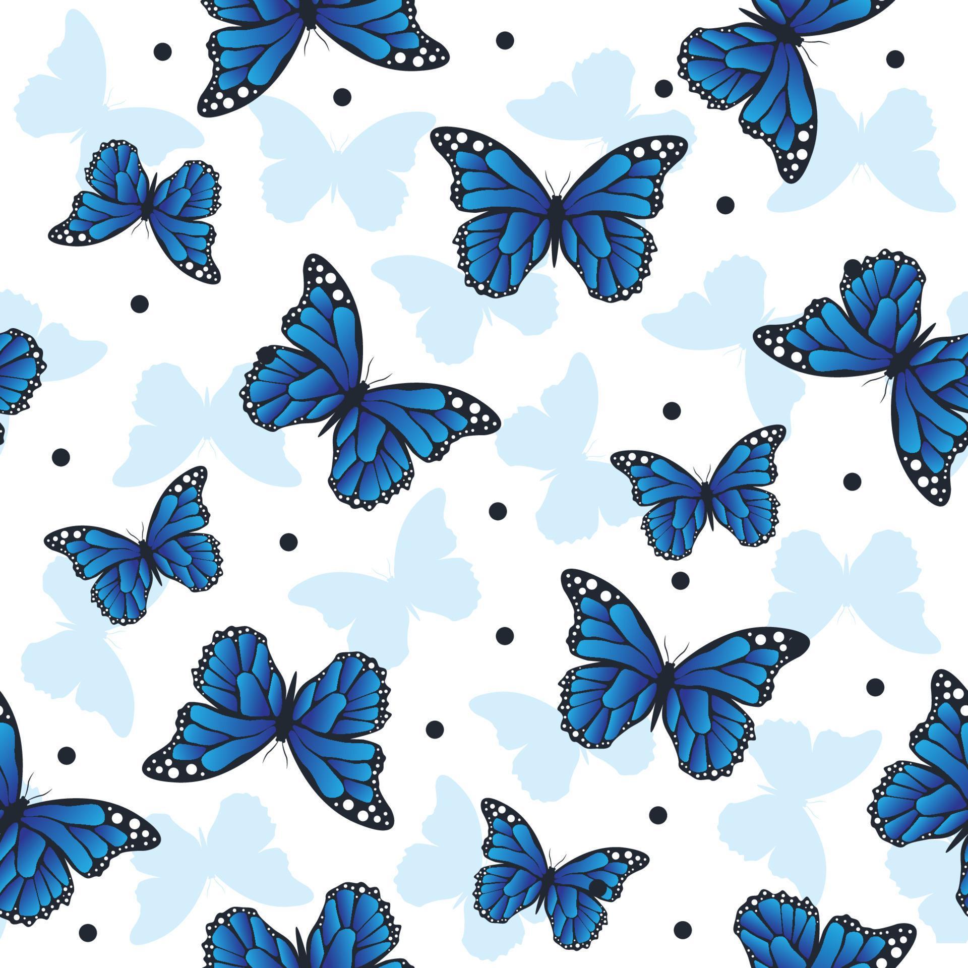 seamless pattern blue butterfly with black circle ornament, pattern art