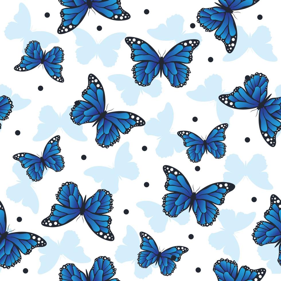 seamless pattern blue butterfly with black circle ornament, pattern art