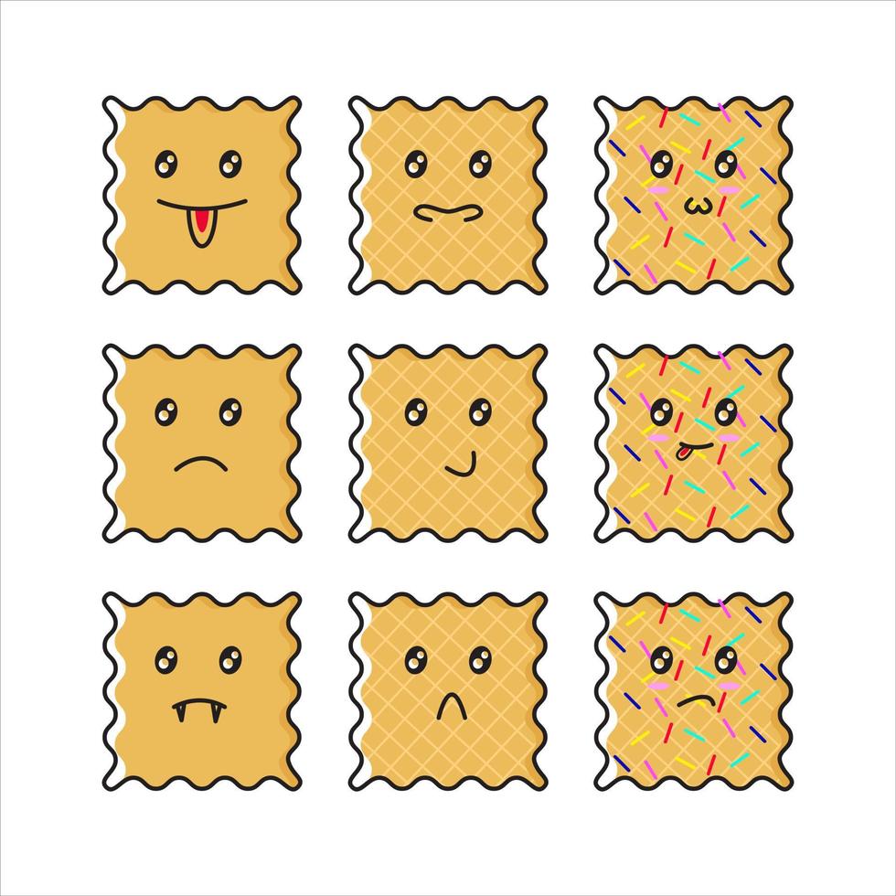 bundle illustration of box biscuits with face shape vector