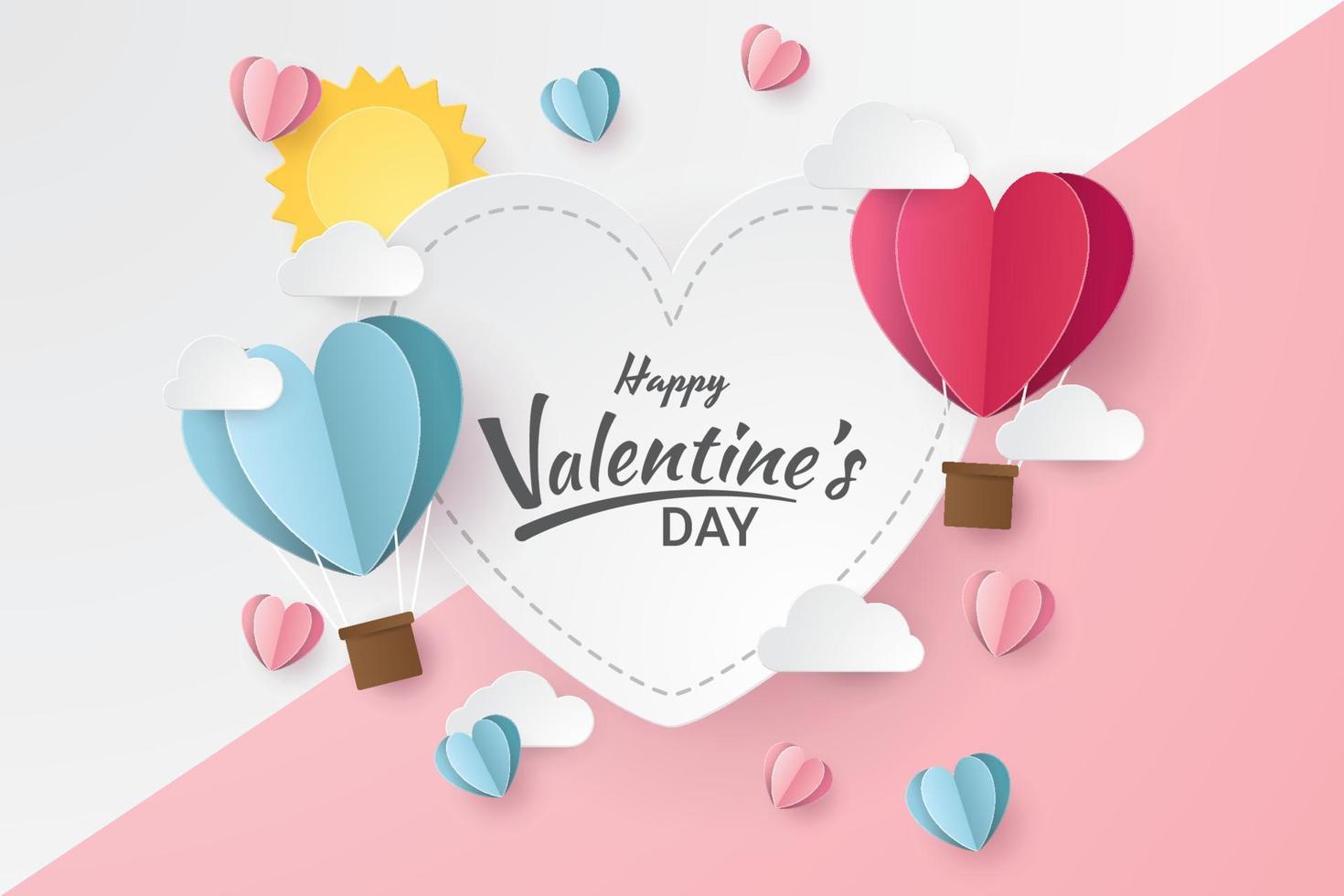 tarjeta de felicitación del día de san valentín. estilo de corte de papel. ilustración vectorial vector