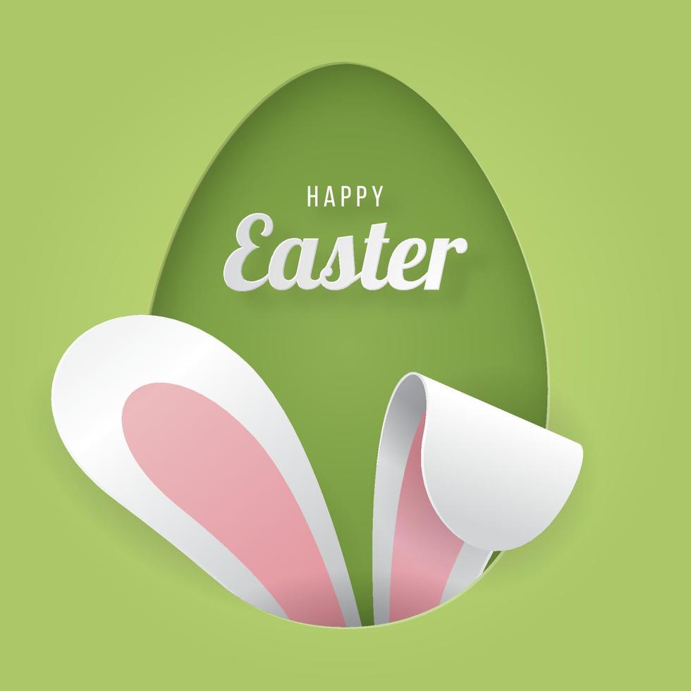 Happy easter paper cut greeting card. Vector illustration.