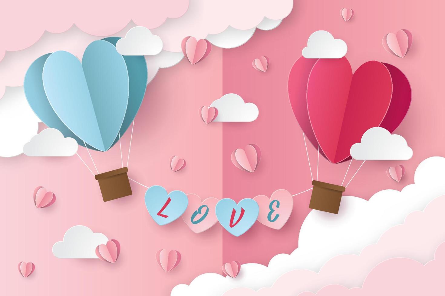 tarjeta de felicitación del día de san valentín. estilo de corte de papel. ilustración vectorial vector