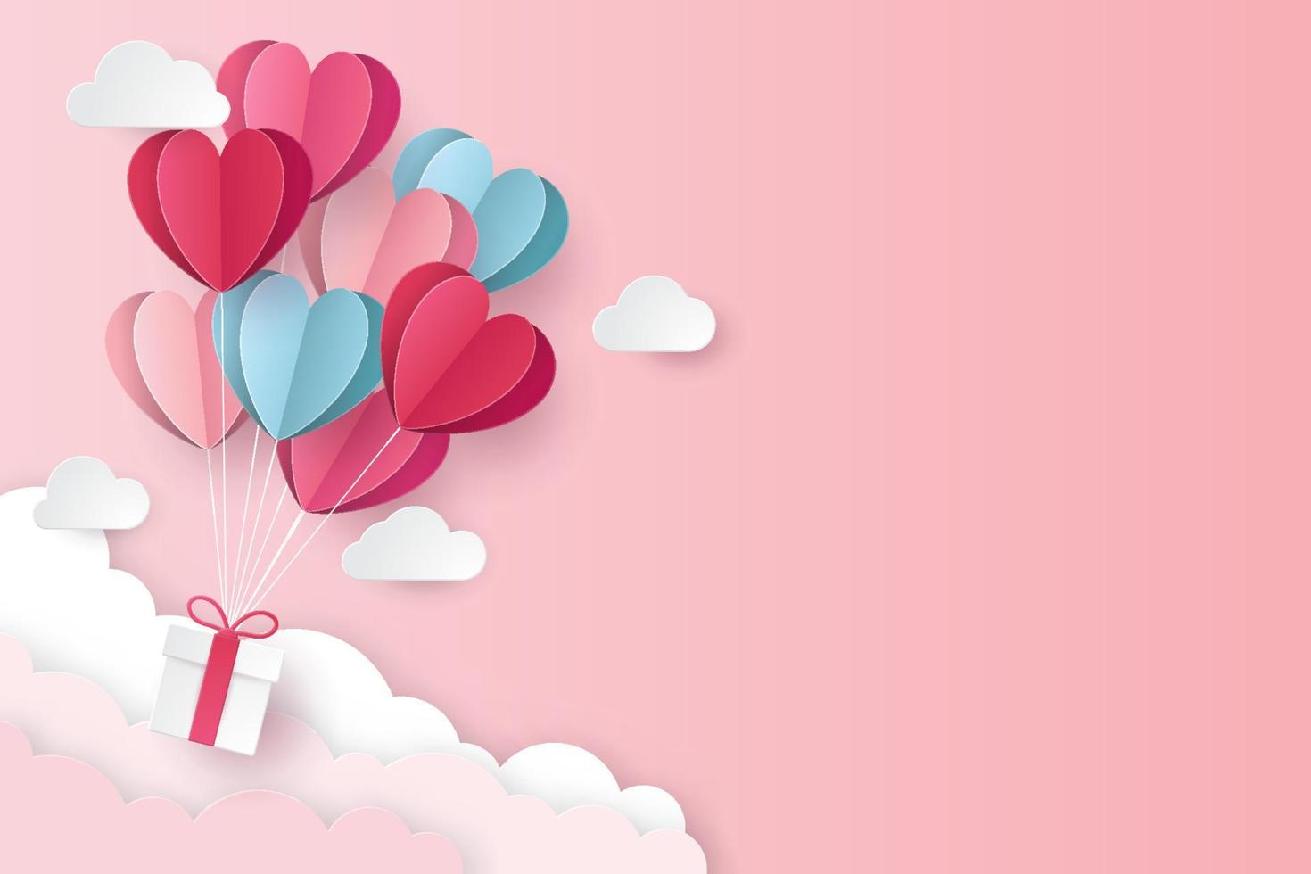 Valentine's Day background. Paper cut style. Vector illustration