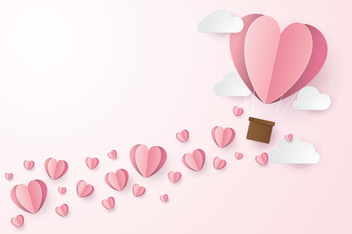 Valentine's Day background. Paper cut style. Vector illustration
