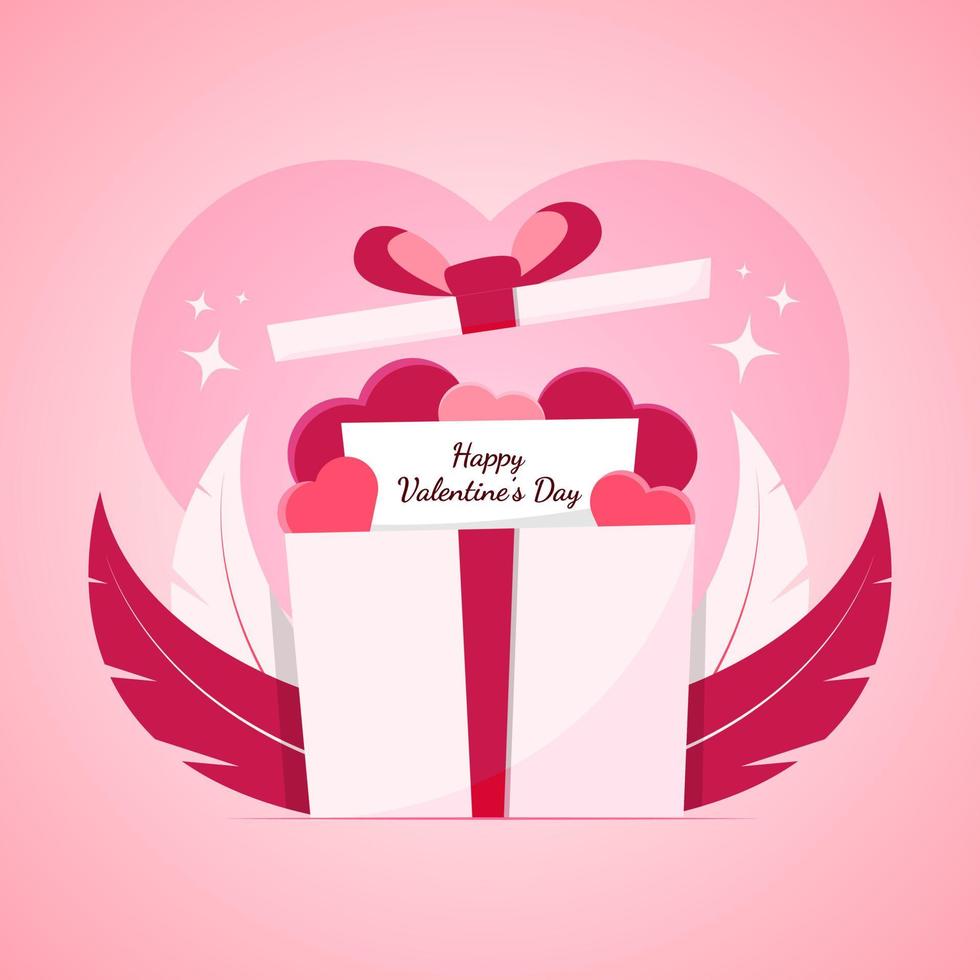 Happy Valentine's Day Letter Box with Heart Decoration in Flat Design Style vector