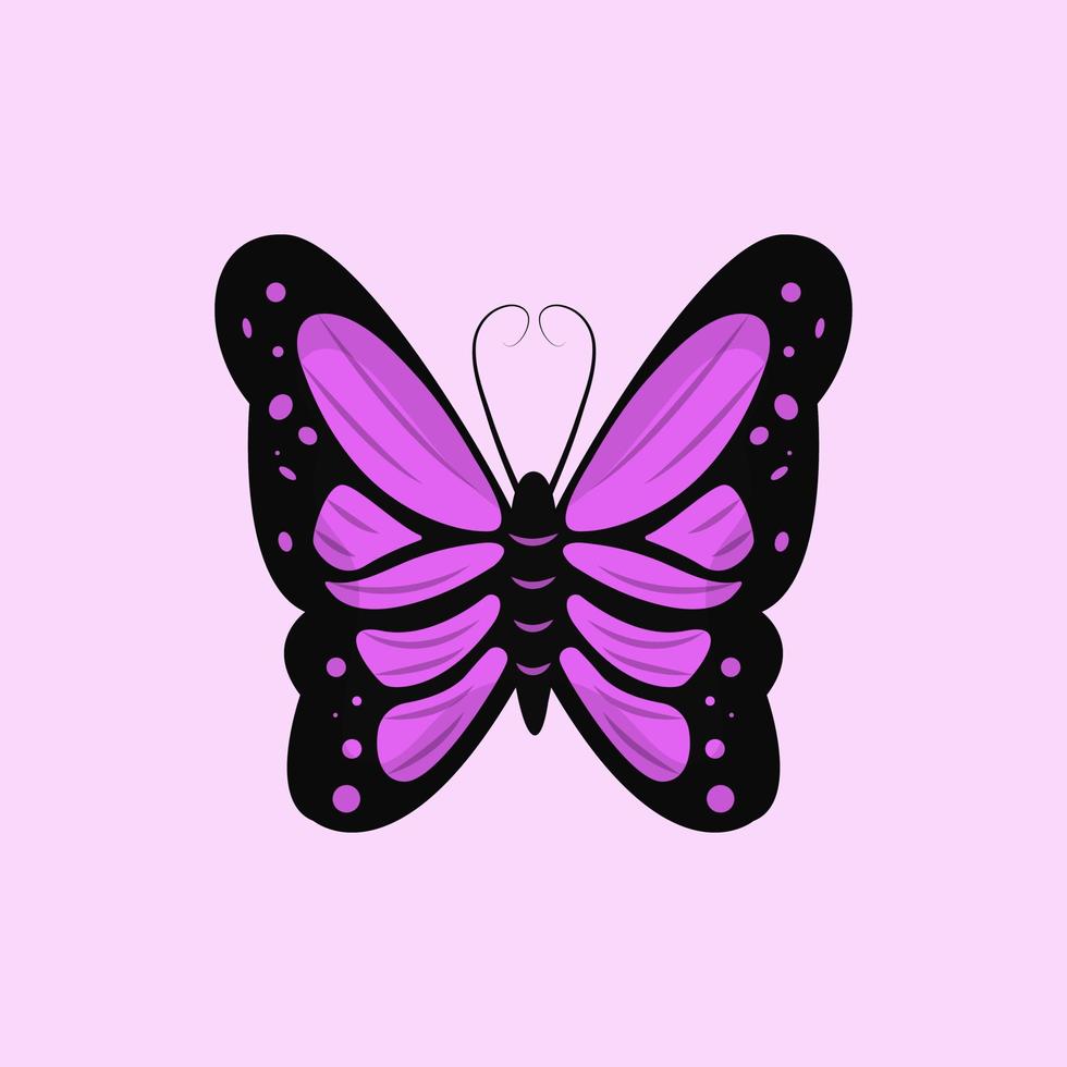 Hand Drawn Beautiful Butterfly with Purple Wings Color vector
