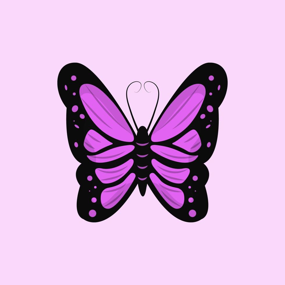 Hand Drawn Beautiful Butterfly with Purple Wings Color vector