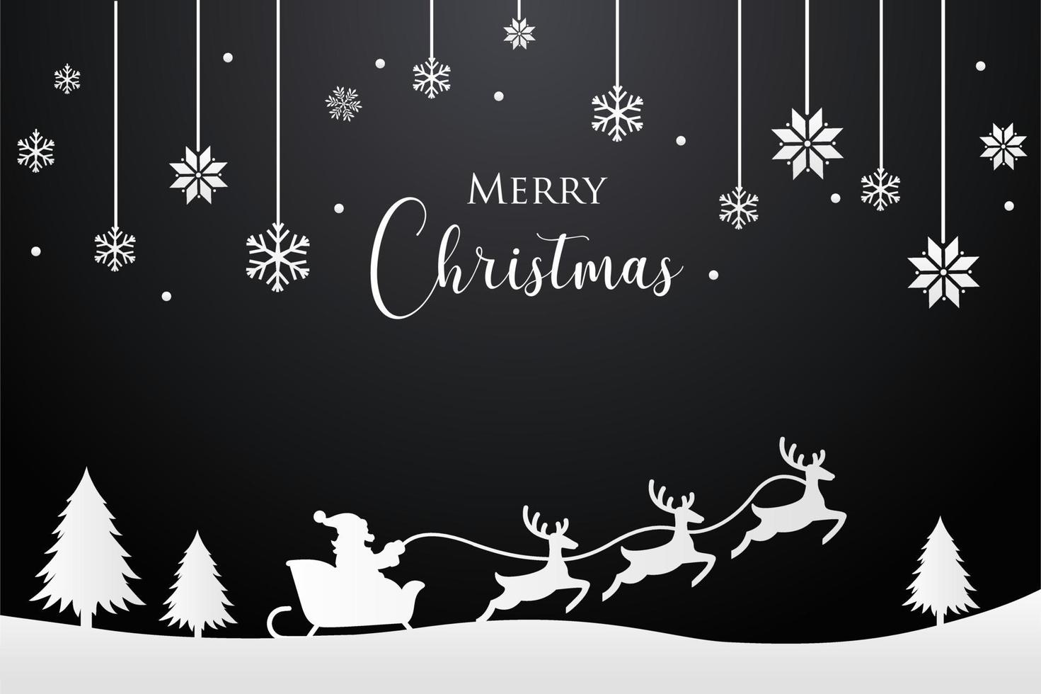 Beautiful Merry Christmas template with santa claus and deer in black background. Suitable for greeting card, brochure and flyer vector