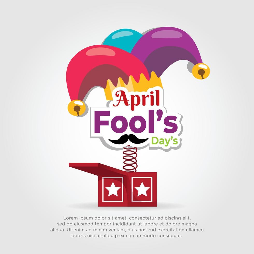 Flat style april fools day with box gift. April fools day background vector