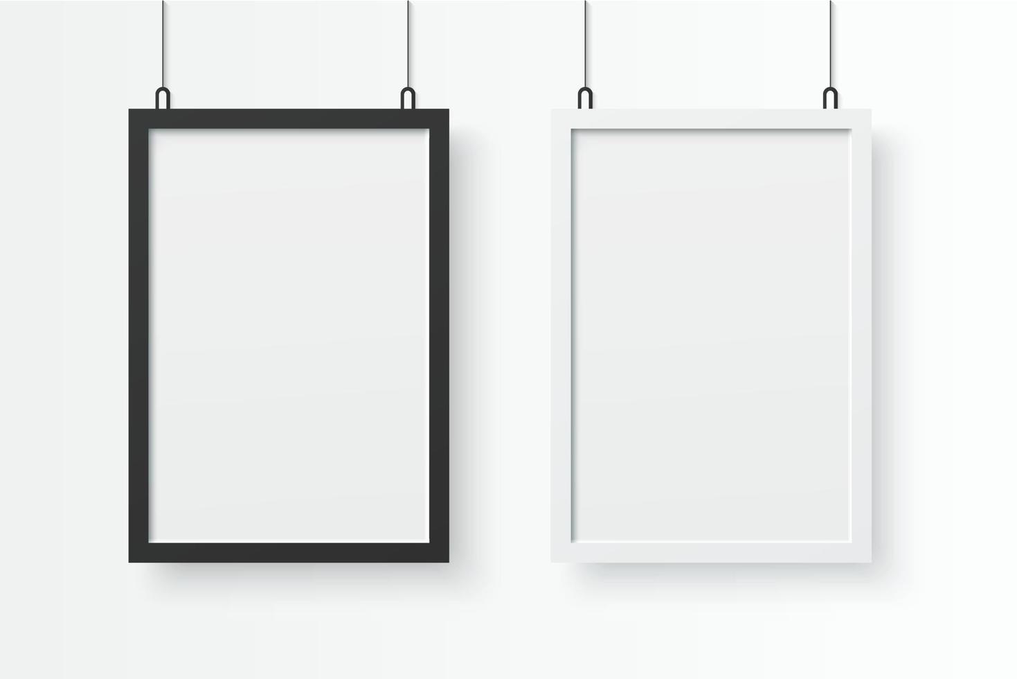 Realistic black and white  frame vector in wall background