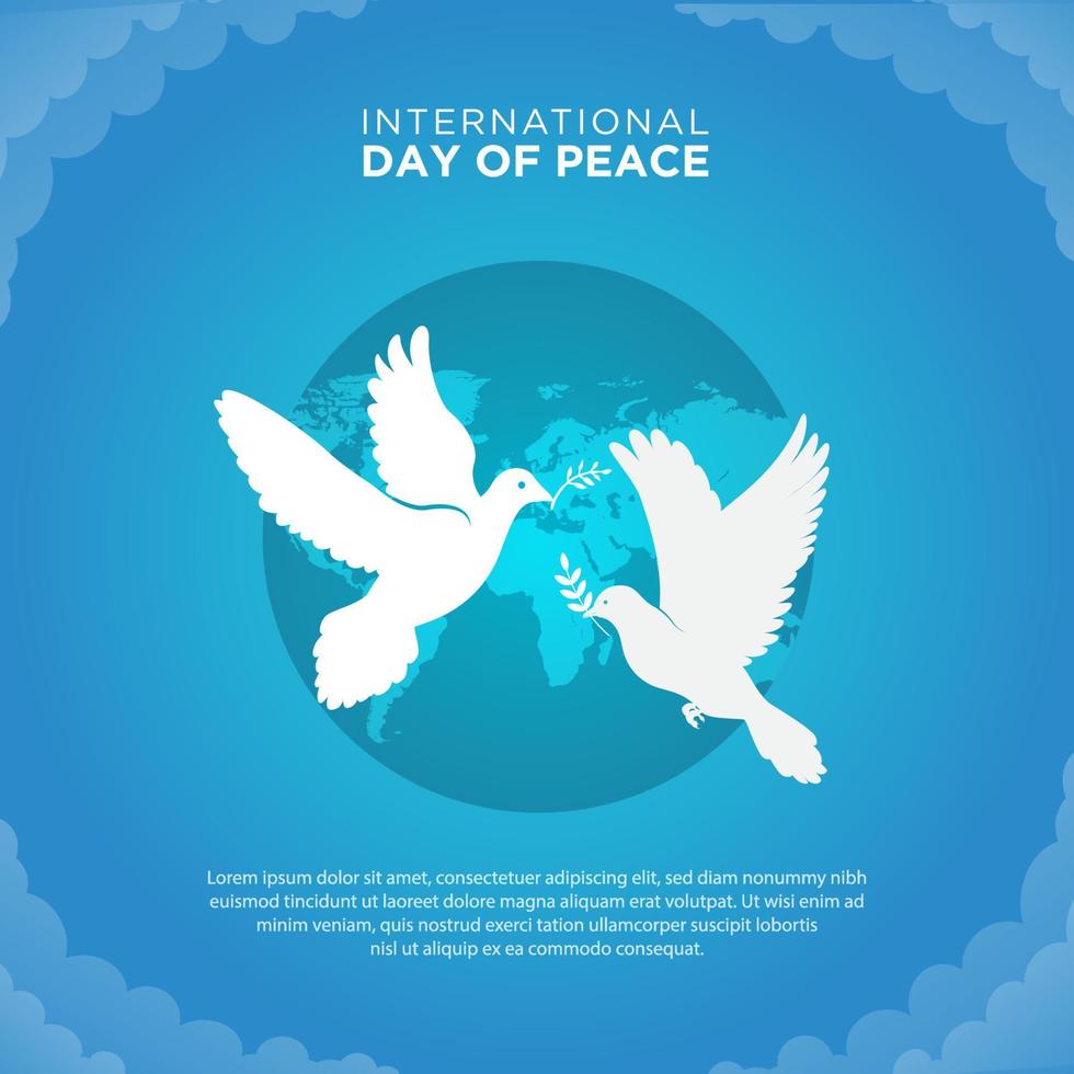 Flat peace day background with dove Free Vector. International Day of Peace background with pigeon. vector