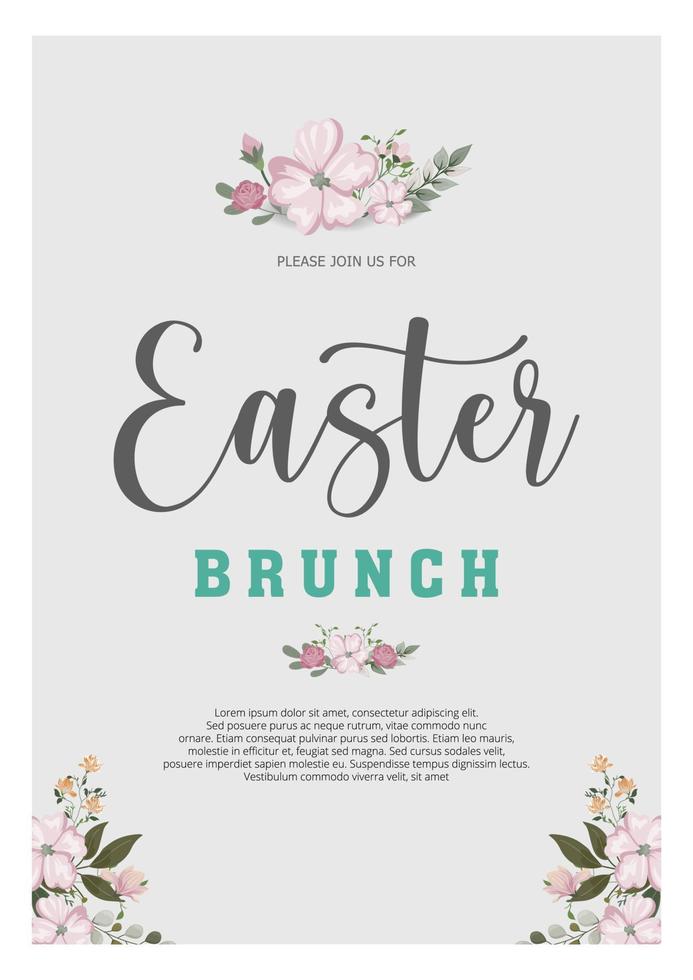 Celebration Easter day with eggs and flowers. Brunch Easter day vector