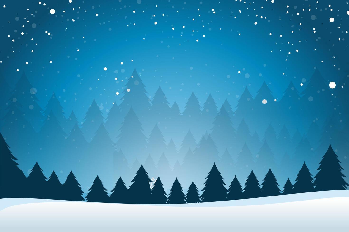 Winter landscape background with tree and snowflake vector