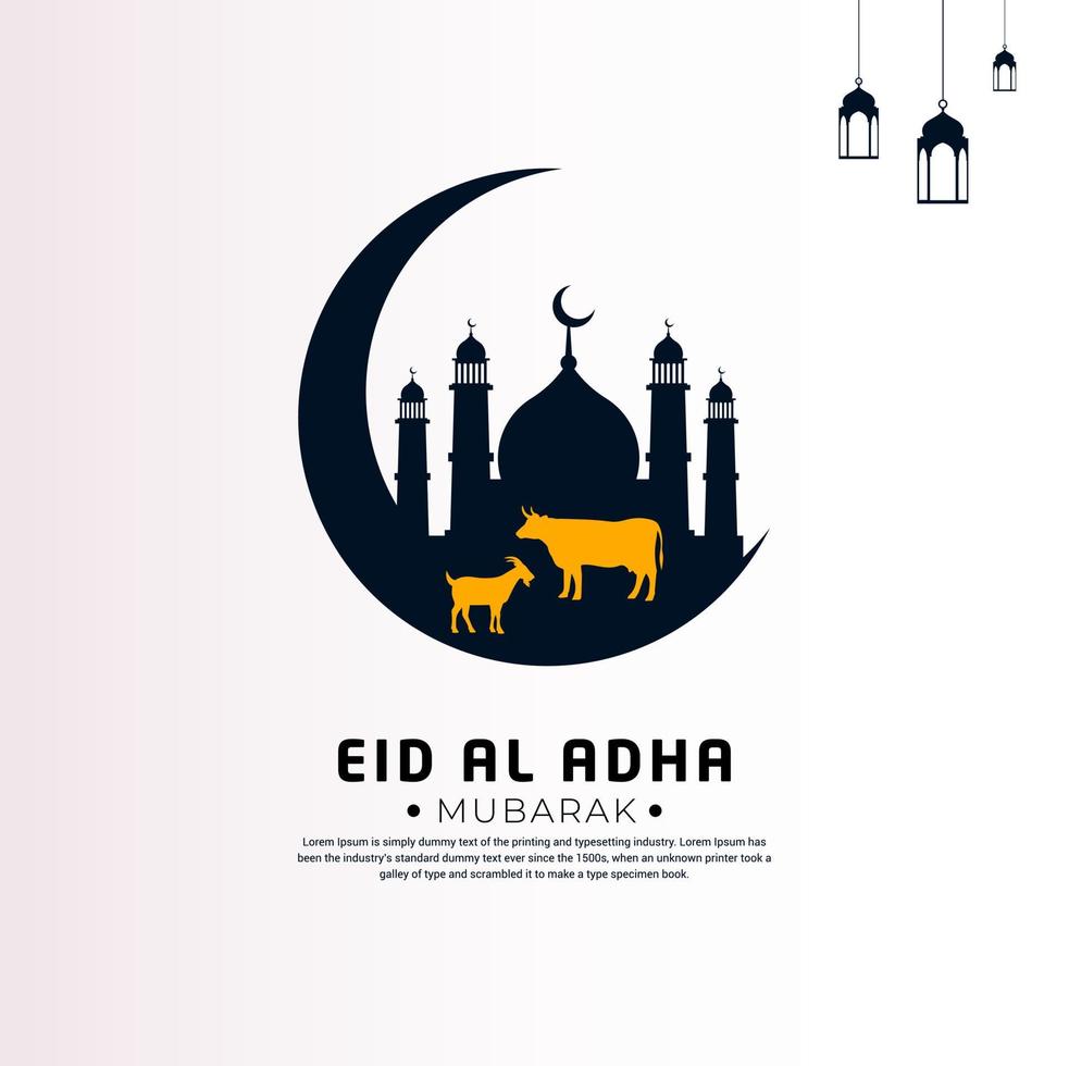 Happy Eid al adha mubarak islamic background with flat style. Mubarak Islamic background vector