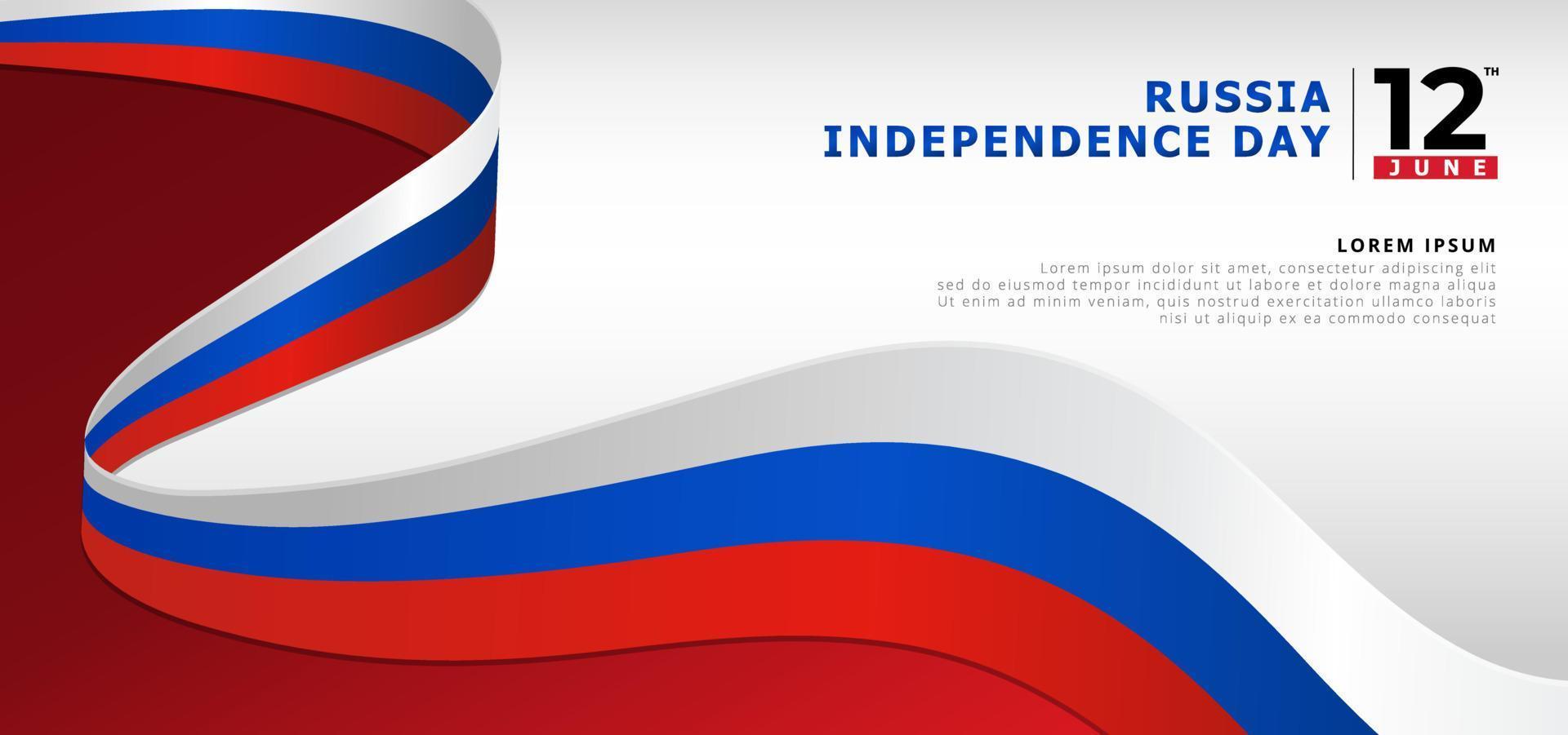 12 de junio celebración del día de la independencia de rusia con bandera rusa vector