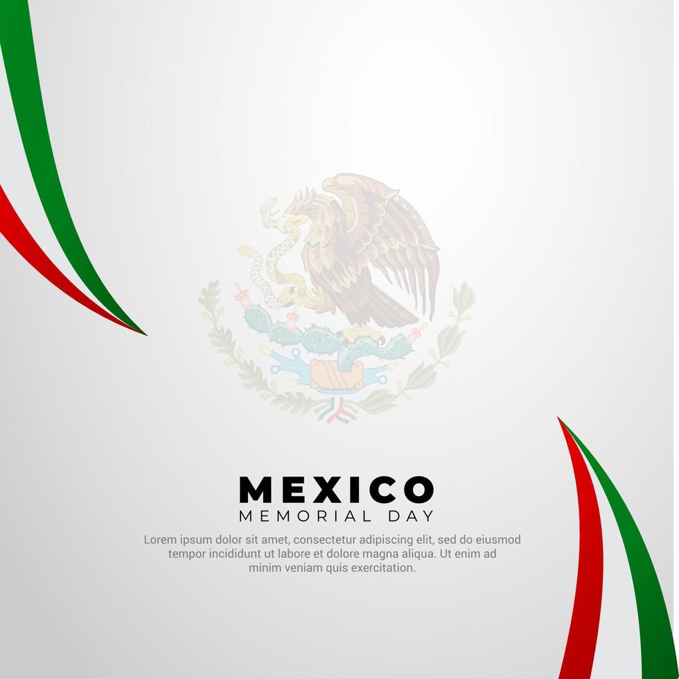 diseño de día conmemorativo de méxico de estilo plano con bandera de méxico realista. ilustración de vector de día de la independencia de méxico