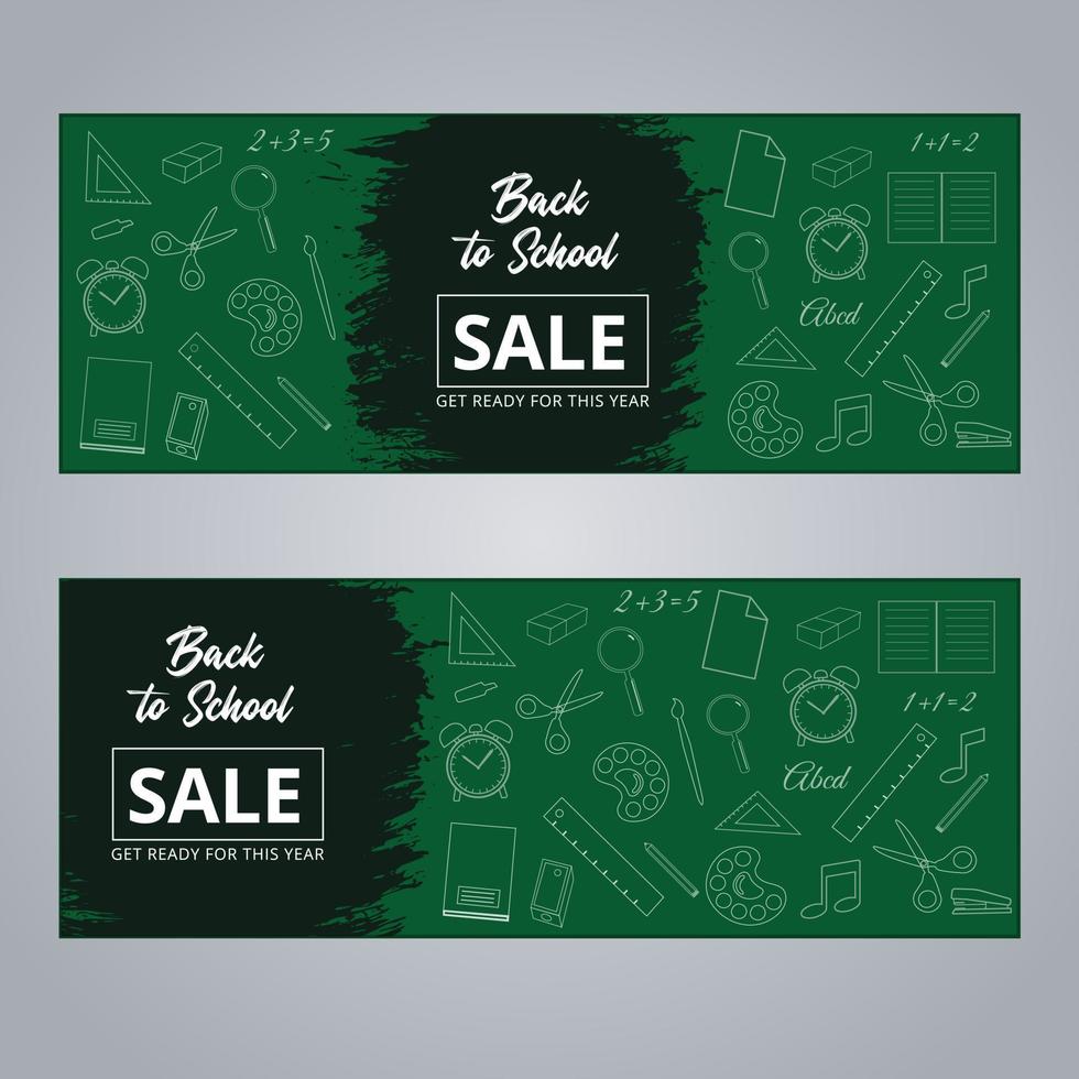 Back to school sale vector banner. Sale back to school background.