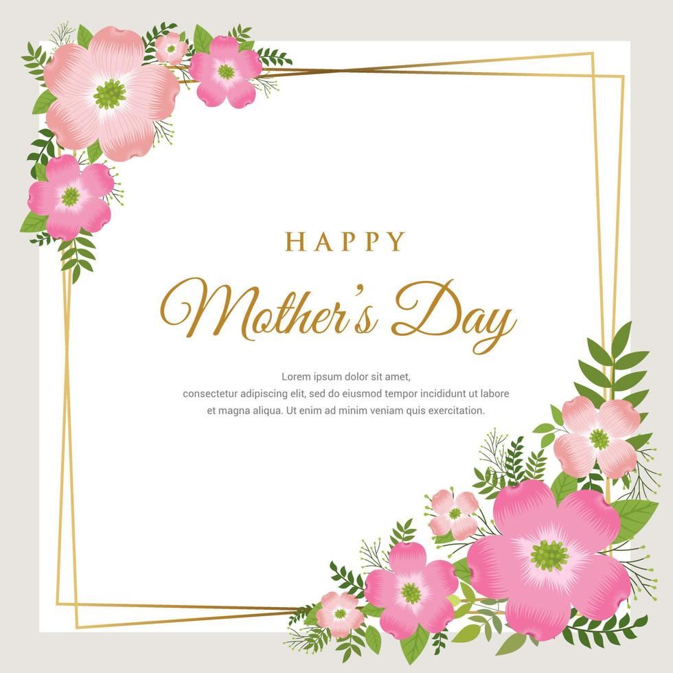 Elegant Happy mother's day design with flowers and Florals background Vector illustration. Suitable for greeting card, poster, and social media