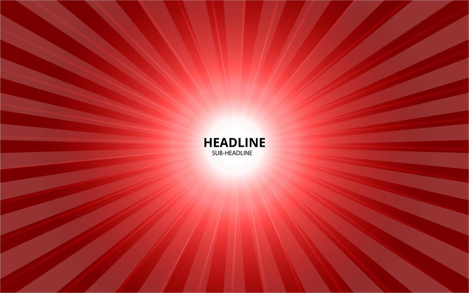 Bright red abstract background with glowing rays Vector. Sunburst background. vector