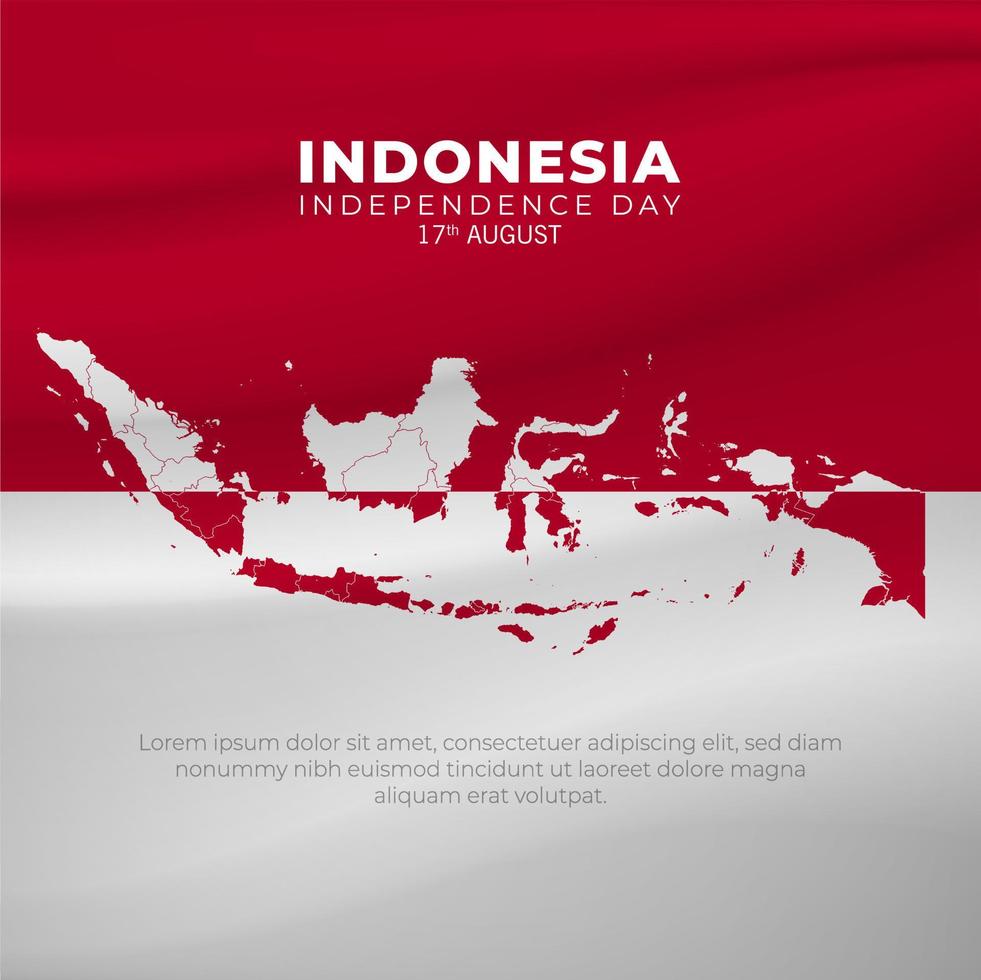 Indonesia Independence Day flat style with realistic Indonesian flag. Indonesia Independence day background vector